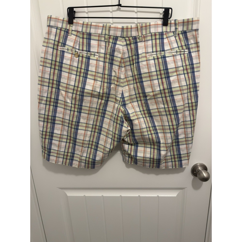 Bobby‎ Jones Men's Flat Front Chino Shorts Blue/Green Plaid Sz 42 - Picture 2 of 4